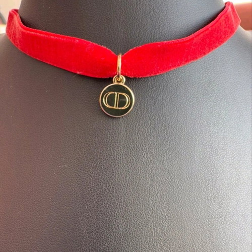 Dior choker with red velvet ribbon like new