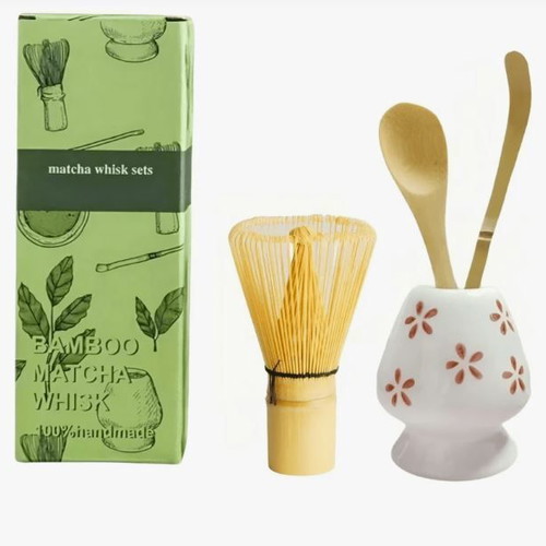 Matcha Set White with Flower by Spices Bazaar new