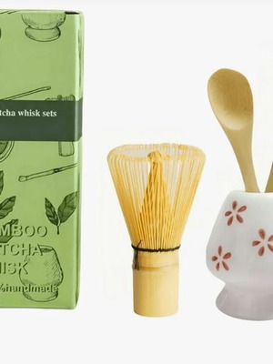 Matcha Set White with Flower by Spices Bazaar new
