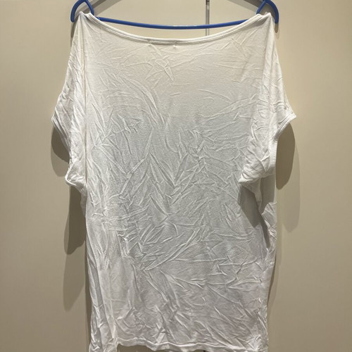 Y2K White Short-Sleeve Top with Silver Studs Small Medium Like New