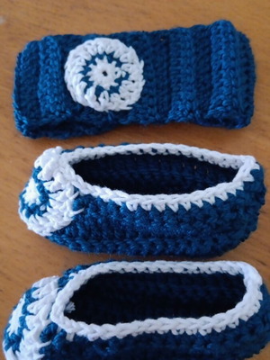 Handmade baby shoes set with hairband turquoise for newborns new