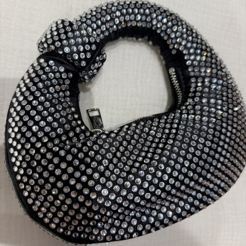 Crystal hand bag like new, black shiny