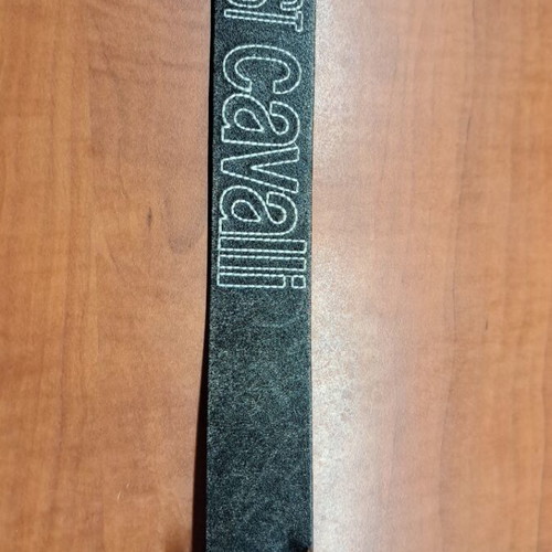 Just Cavalli belt used, black leather with silver buckle and embroidery