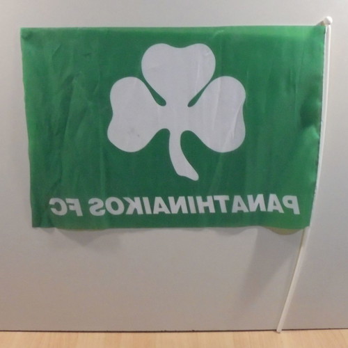 Panathinaikos FC advertising fabric flag used with plastic handle