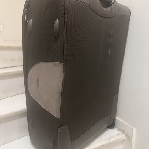 Delsey large travel suitcase like new, fabric with velour details