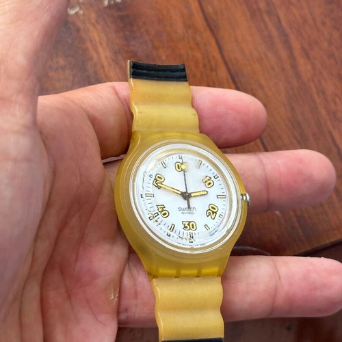 Vintage Swatch Swiss AG 2002 yellow transparent watch 4.3cm