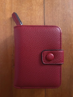 Red Leatherette Wallet with Snap and Zipper new