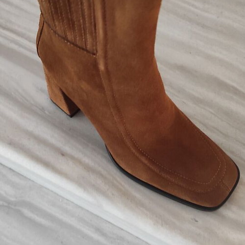Castor ankle boots new leather brown size 40 heel 10 cm