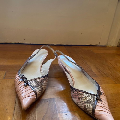 Tsakiris Mallas vintage Y2K coquette heels used, beige and pink