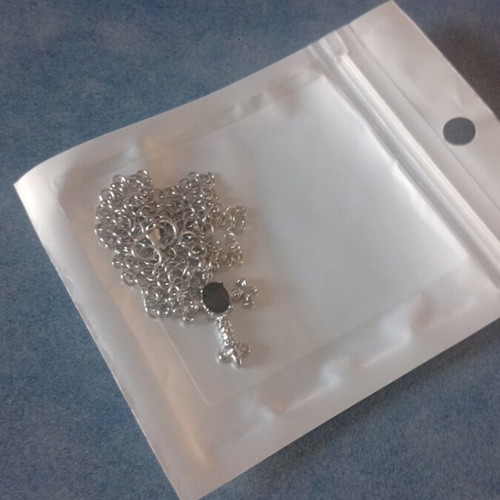 Y2K Necklace with Black Heart Pendant on Silver Chain new