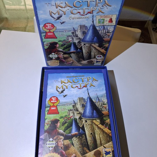 The Castles of Mystras board game with mini expansions The River and The Abbot, like new