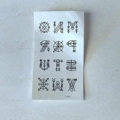 Temporary tattoo letters, 12 pieces from M to X, new