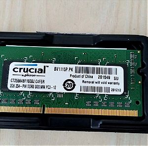 Μνήμη RAM για Laptop Micron Crucial 2GB DDR3L 1600MHz CL11 SODIMM CT25664BF160B.C4FER