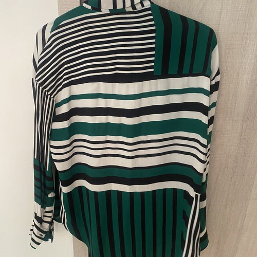 Mango women's striped shirt large green white black used