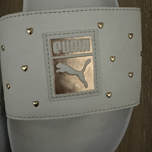 Puma slippers with pink gold studs size 38