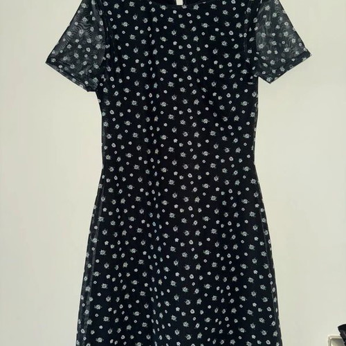 Even & Odd black mesh dress with floral print