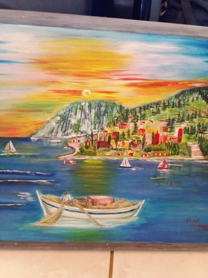 Painting on canvas with wooden frame, like new, 73x54 cm