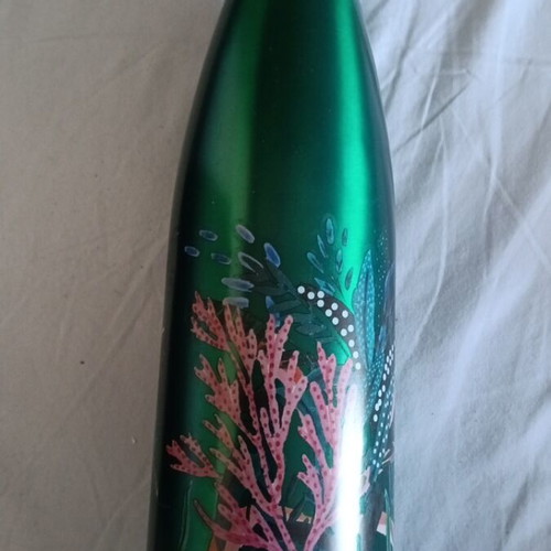 Thermos water bottle used with hand-painted design