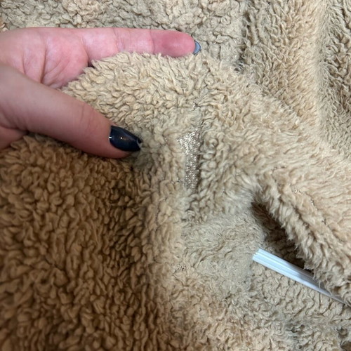 Fur vest used with hood and pockets beige size M