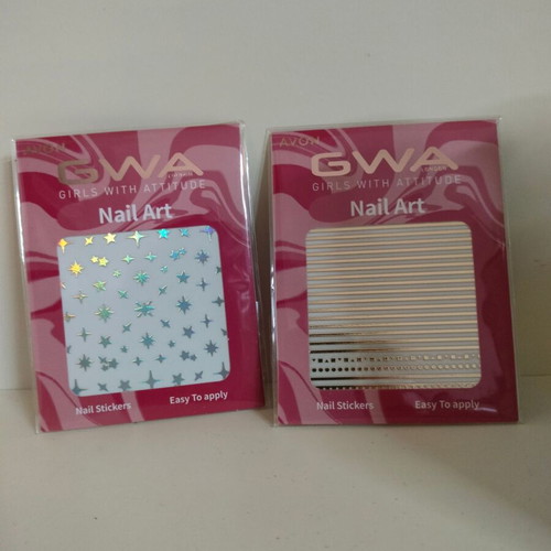 Nail stickers new, 2 packs with silver stars and gold stripes
