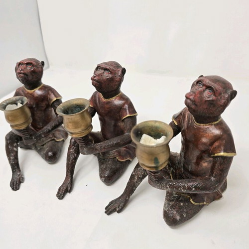 Bronze decorative candlesticks set of 3 pieces like new