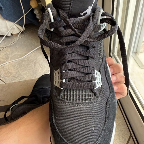 Air Jordan 4 Retro Black Canvas sneakers, size 44