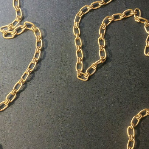 Long steel necklace chain like new, gold tone
