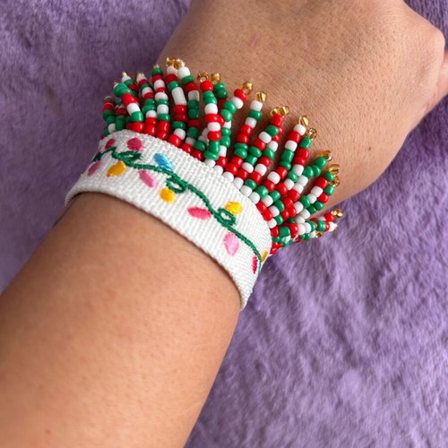 Beads Christmas bracelet handmade, adjustable size