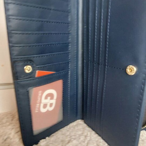 Dark blue croco-effect wrist wallet new