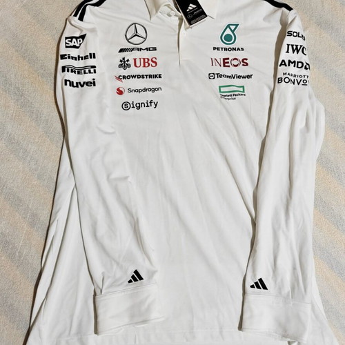 Adidas Mercedes-AMG Petronas Formula One Team Men's Long Sleeve Polo New
