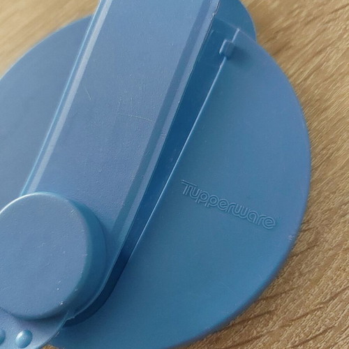 Tupperware jug used with airtight lid, blue translucent
