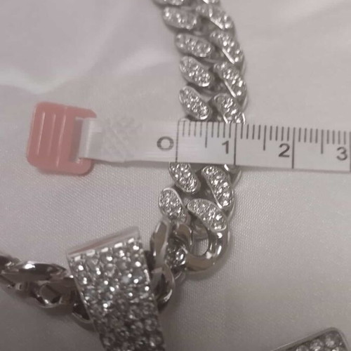 Bank Card Shape Pendant Necklace new, silver with zircon