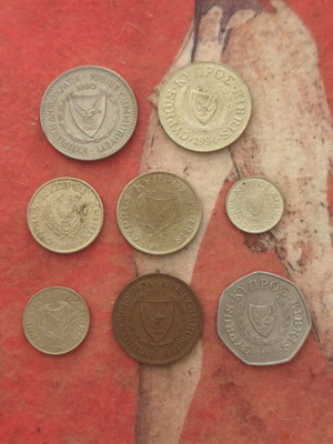 Cyprus coin collection, 8 different coins