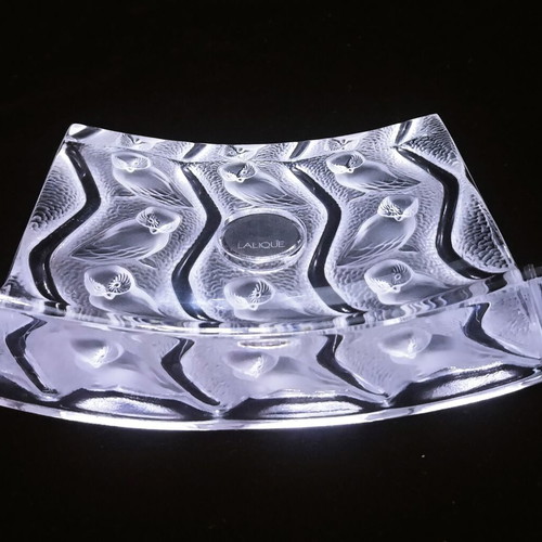 Lalique Hulotte table clock like new, French 1995
