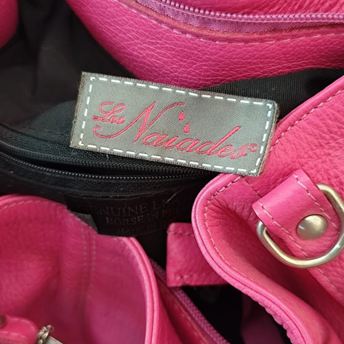 Les Naïades Tote Bag like new, medium size, genuine leather, fuchsia