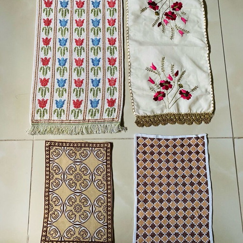 Small doilies used handmade embroidery set of 4 pieces