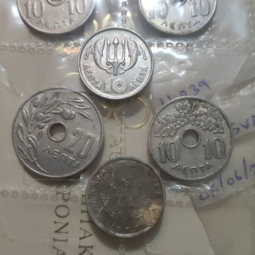 Greek old drachma coins used, pack of 6 pieces