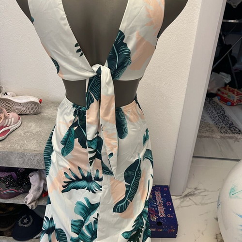Long dress with front slits like new, size S, colorful