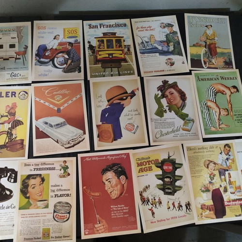 Vintage collection of 32 promotional postcards 10x14cm