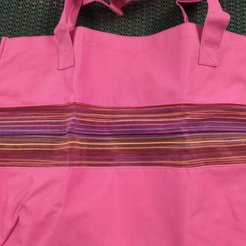 Large women's beach shoulder bag with matching pouch, hot pink