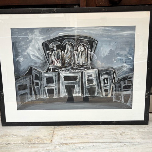 Tempera artwork Ersi Drini used, Troades stage model 1995