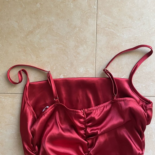 Shein red satin tight summer dress, size M