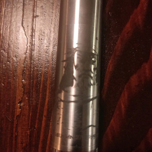 Mechanical mod stainless steel with engraved design and extension tube like new