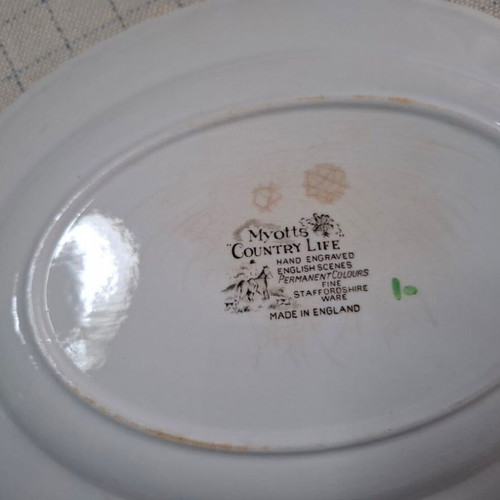 Myotts Country Life oval serving platter vintage used 29x23 cm