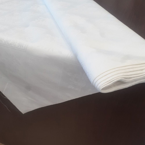 White jacquard fabric 4 meters new with diamonds and flowers