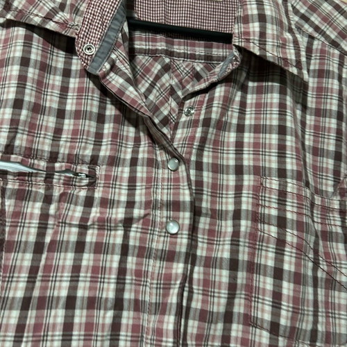 Checked shirt like new, purple and pink colors, slim fit, size L