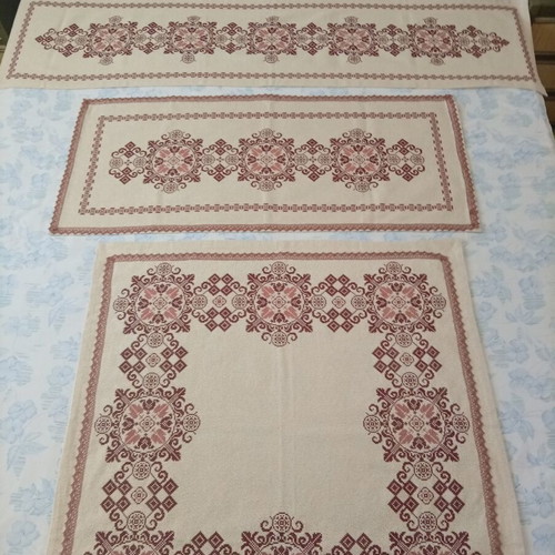 Set of 3 handmade embroidered table linens