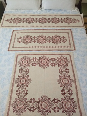 Set of 3 handmade embroidered table linens