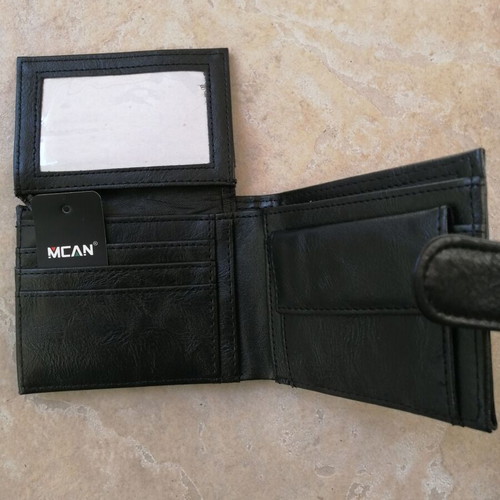 Mcan men's wallet new, black with brown decoration