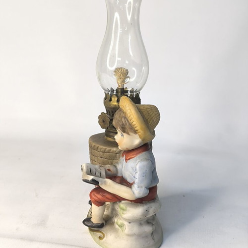 Vintage mini oil lamp with ceramic figure like new